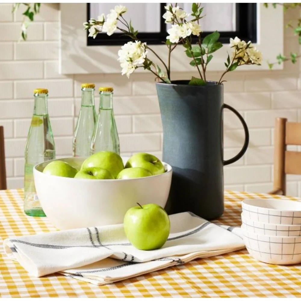 Hearth Hand Magnolia Flour Sack Kitchen‎ Towel Dishtowel Grid Lines Gray Check